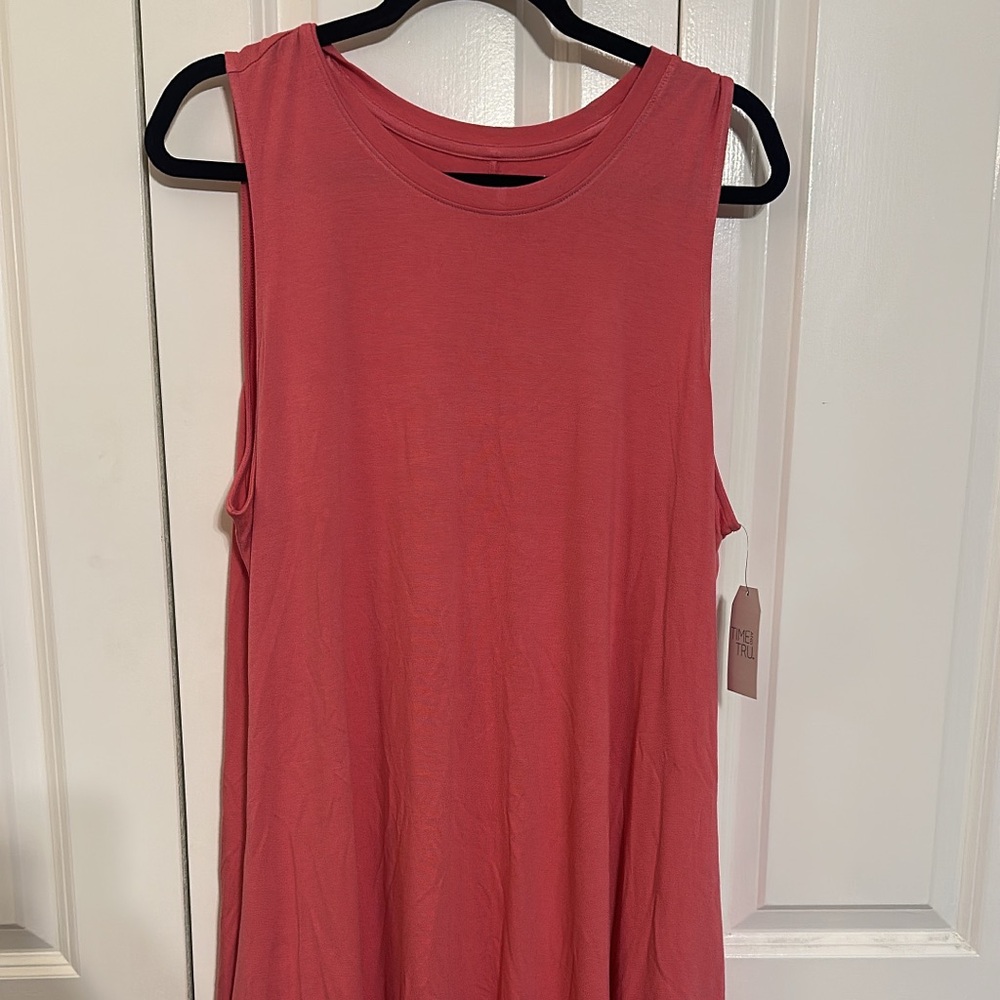 SOLD Time and Tru Pink Relaxed Sleeveless Midi Dress